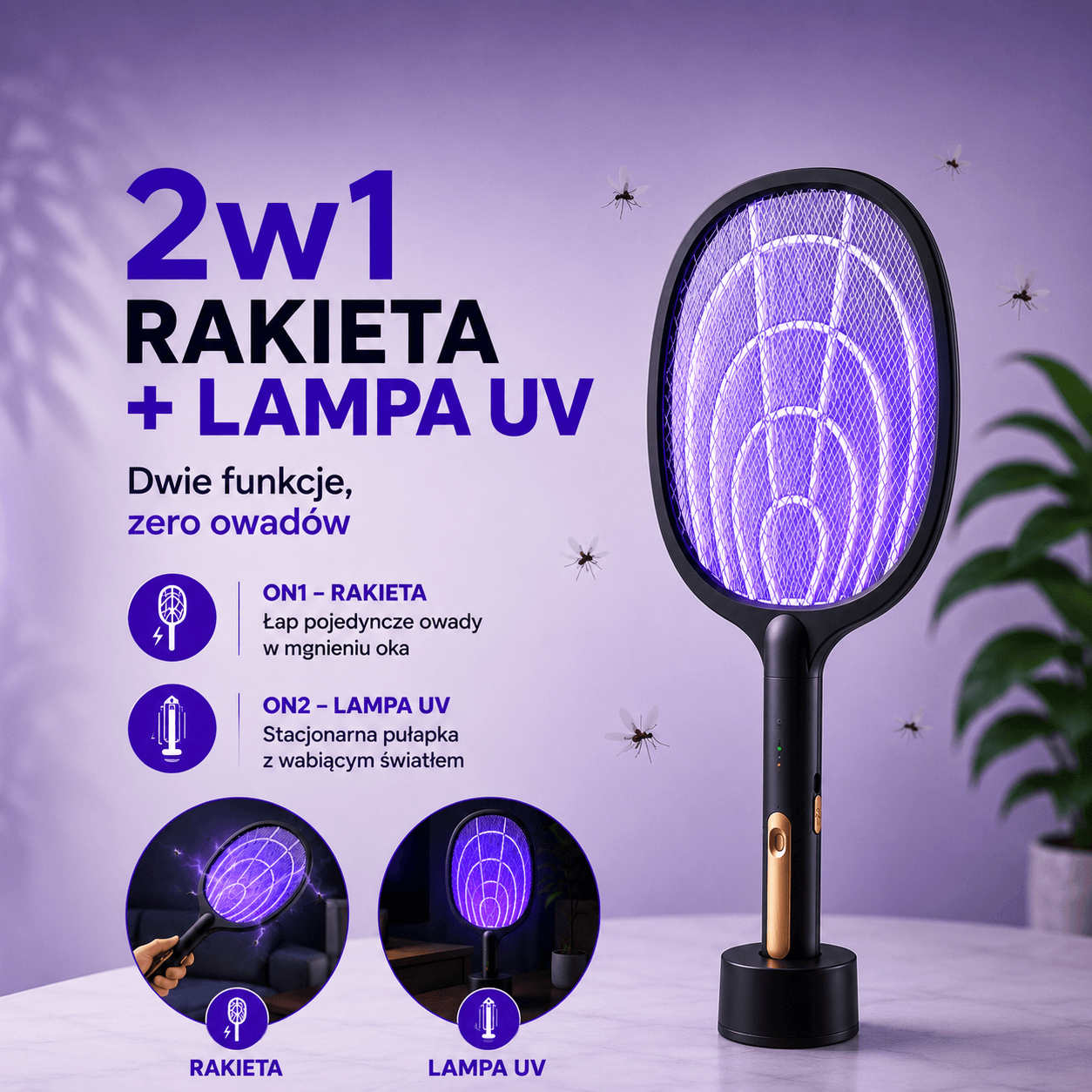 Fly Zap - elektryczna łapka / lampa na owady 2w1
